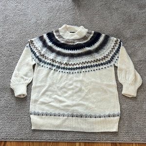Fair Isle Yoke Puff-sleeve sweater